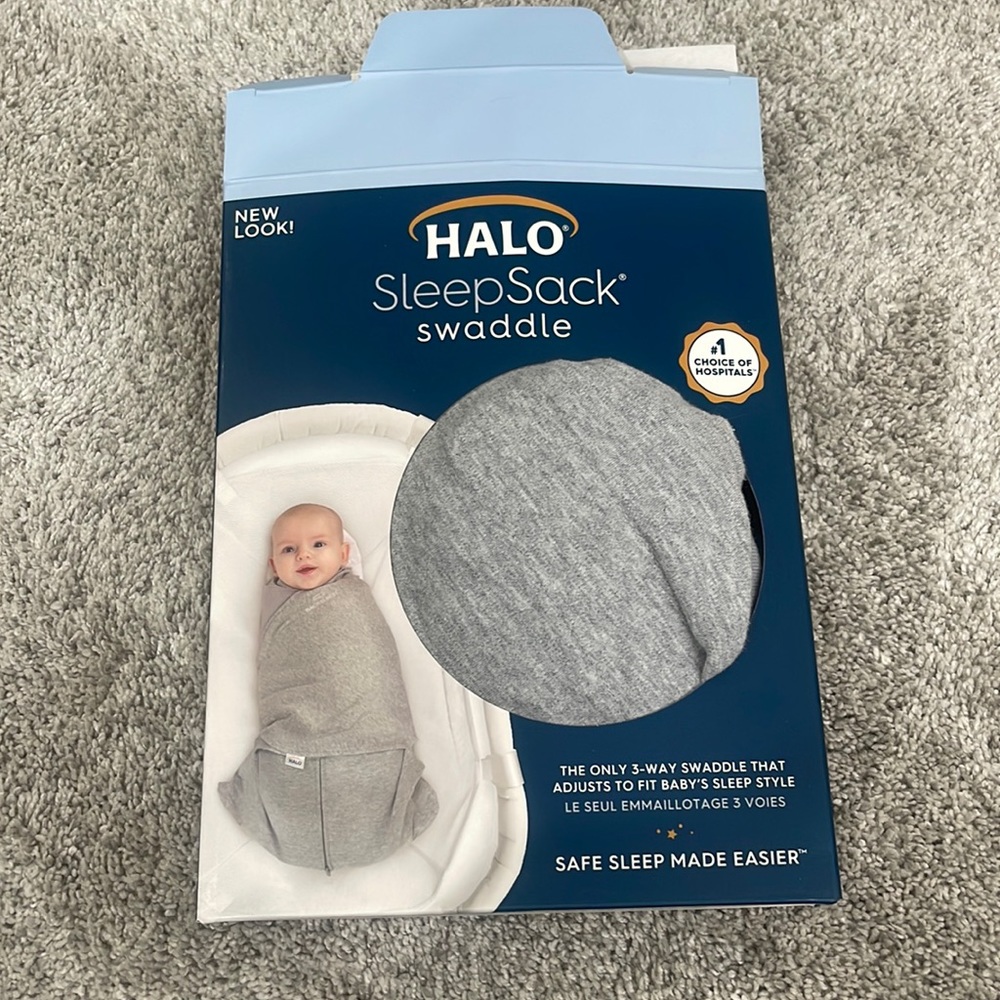 HALO Innovations Sleepsack 100% Cotton Swaddle Wrap Grey Newborn